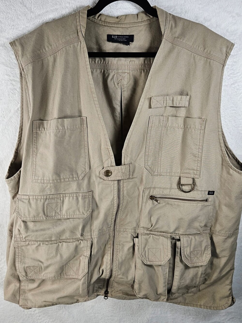 5.11 Tactical Series Vest Cargo Multi-Pocket Cotton Khaki Tan Men's Size 2XL